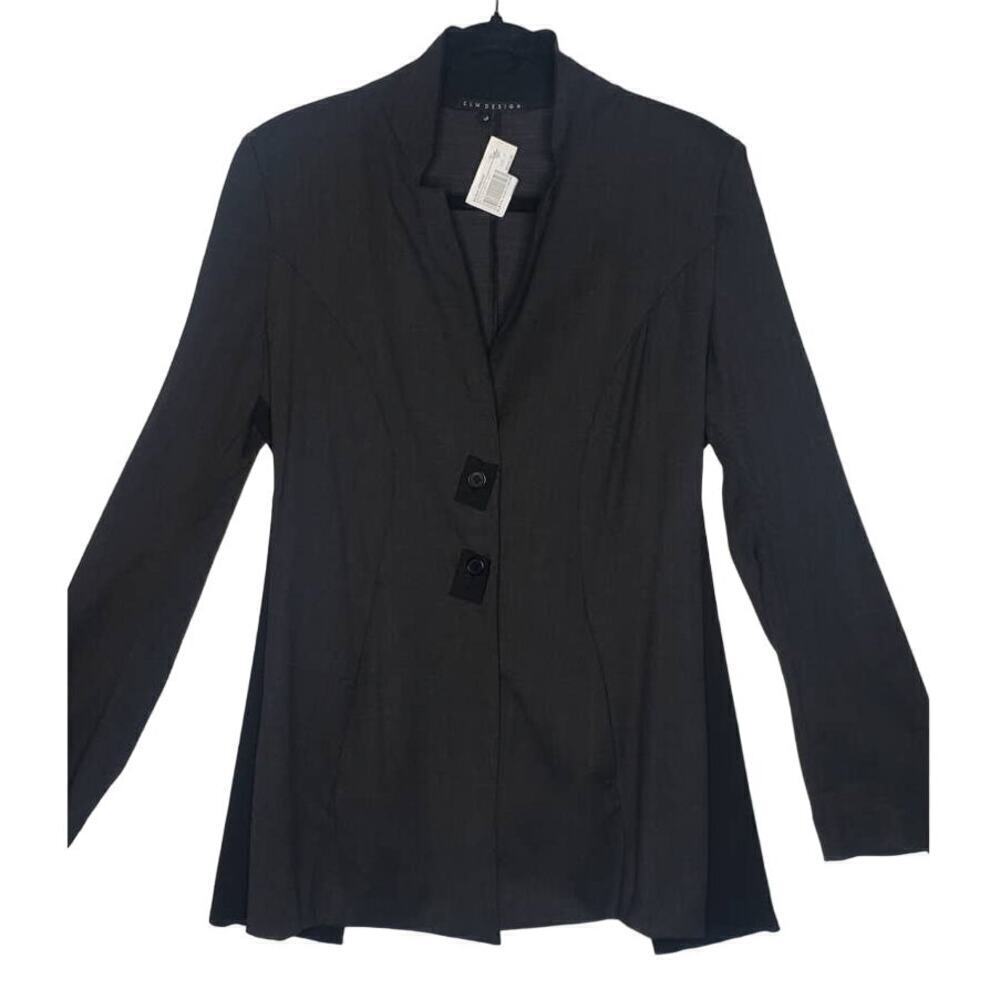 Elm Design Wool Blend Blazer Jacket 3 Large Lagenlook Stretch Corporate Goth